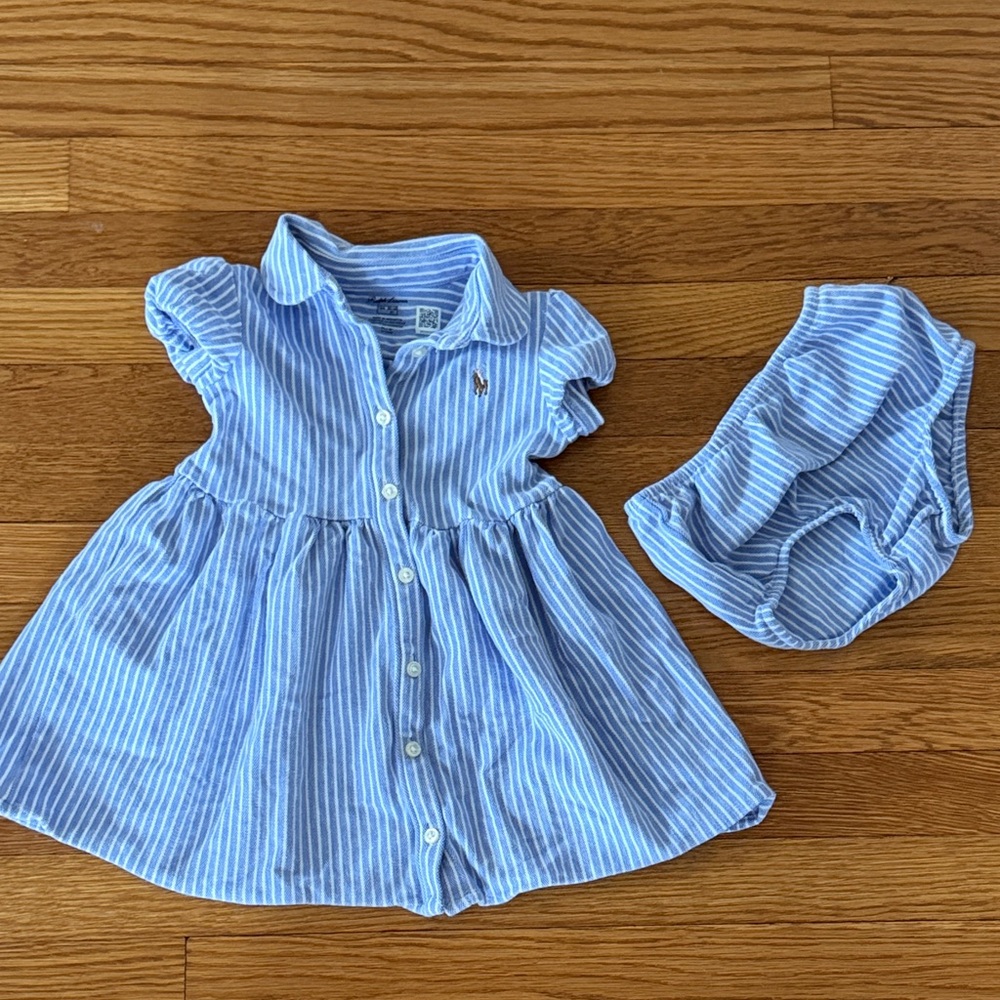Polo by Ralph Lauren Blue Striped Kids Dress